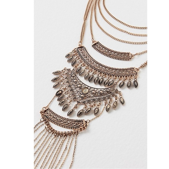 Free People Bohemian Layered Necklace Gold NWT Festival Western Witchy 70s - Picture 6 of 17